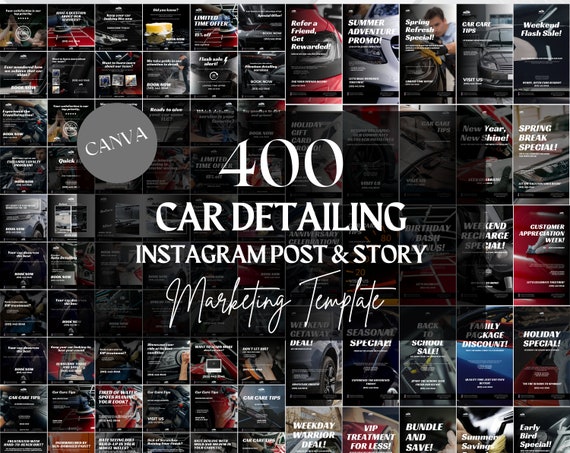 400 Car Detailing Marketing Template Car Detailing Instagram Post Story Template Social Media Marketing Template Canva Template