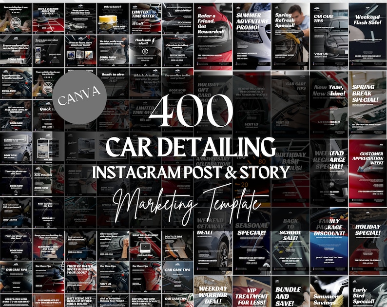 Car Detailing Marketing Template Car Detailing Instagram Post Story Template Social Media Marketing Template Canva Template