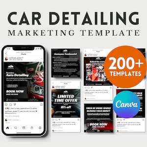 Car Detailing Marketing Template Car Detailing Instagram Carousel Template Car Detailing Social Media Marketing Template Canva Template