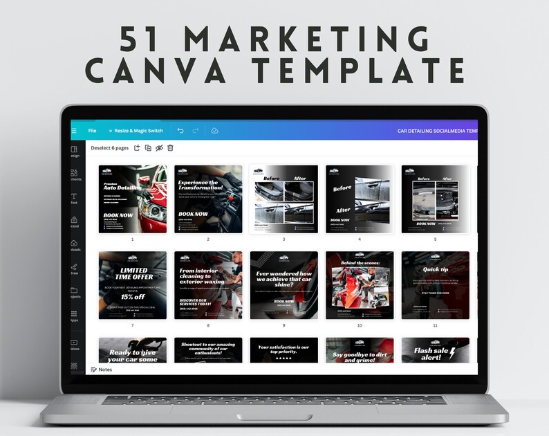 Car Detailing Marketing Template Car Detailing Instagram Carousel Template Car Detailing Social Media Marketing Template Canva Template
