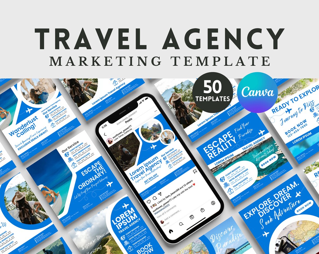 Travel Agency Social Media Marketing Template, Travel Agency Instagram ...
