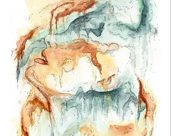 Giclee Fine Art Print - Woman Sign One Abstract Watercolour, A5, A4, A3, A2