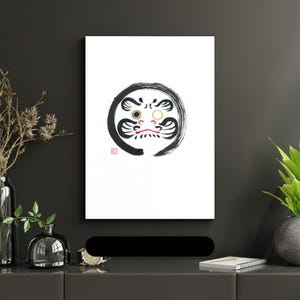 Daruma Zen Poster – Black and White Japanese Style