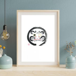 Zen Daruma Printable Wall Art – Black and White Japanese Style