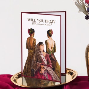 Modèle de carte de proposition de demoiselle d'honneur : mariages indiens traditionnels, suite imprimable et modifiable - Téléchargement instantané numérique et mobile Canva