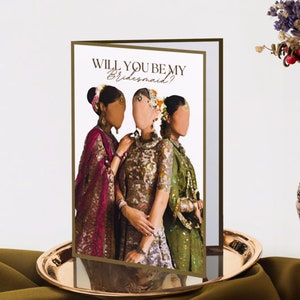 Modèle de carte de proposition de demoiselle d'honneur : mariages indiens traditionnels, suite imprimable et modifiable - Téléchargement instantané numérique et mobile Canva