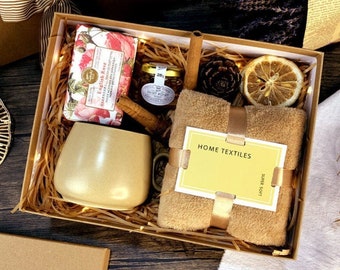 Caja de regalo de baño Juego de aromaterapia con vela de jabón y dulces Perfecto para ella / Spa Relajación Cuidado personal Juego de caja de regalo de baño de aromaterapia para ella