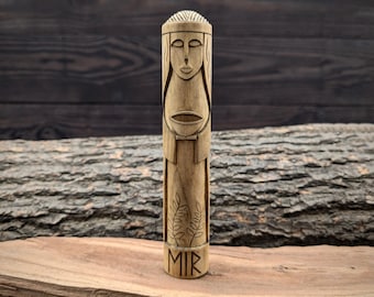Scandinavian Goddess - Eir. Wooden gods sculpture. Norse pantheon. Mythology altar. Eir statue.