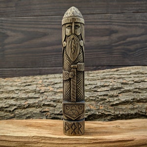 Scandinavian god - Thor. Wooden gods sculpture. Norse pantheon. Mythology altar. Thor statue.