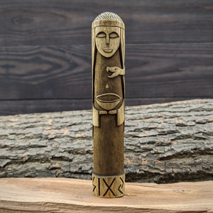 Scandinavian Goddess - Sigyn. Wooden gods sculpture. Norse pantheon. Mythology altar. Statue of Sigyn - Loki&#39;s wife