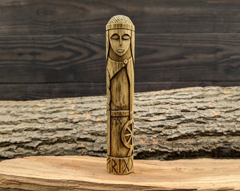 Scandinavian Goddess - Frigg. Wooden gods sculpture. Norse pantheon. Mythology altar. Frigga statue.