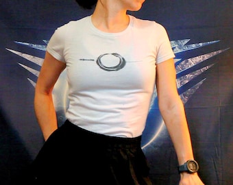 Ferocious Zen Women's T-Shirt - 5 colors - Wolf Enso Zen Circle with piercing sword, unique spiritual design, zen calligraphy, totem animal