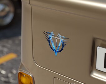 V Emblem Transparent Outdoor Sticker, Die-Cut, 1pcs - Voltential symbol, esoteric, religious, spiritual, wolves, electric theme