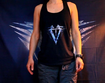V Emblem Women's Ideal Racerback Tank - Voltential symbol, esoteric, religious, spiritual, wolves, electric theme