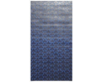 Silver and Blue Gradient Midweight Mountain Armor Pattern Tube Scarf - Martial Arts, Japanese traditional art, Samurai gift