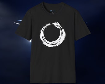 Wolf Enso Zen Circle Unisex Softstyle T-Shirt (6 colors) - Unique spiritual design, zen calligraphy, totem animal, meditation