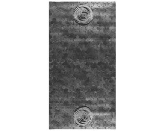 Ghost Grey Midweight Sovereign Bird of Prey Enso Zen Circle Tube Scarf - Martial Arts, Mountain Armor Pattern, Japanese calligraphy