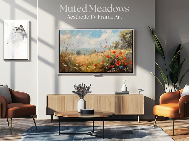 Cliffside Spring Cliffside Wildflowers in Spring Bloom Frame TV Art, Digital Spring ...