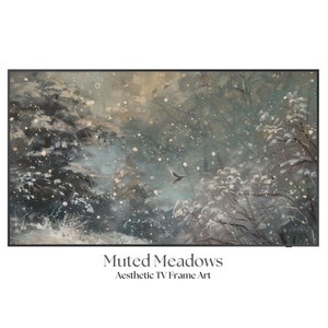 Snowy Wintry Afternoon Frame TV Art, Digital Winter Nature, Forest Landscape Painting Decor, Samsung, Roku, LG, 351