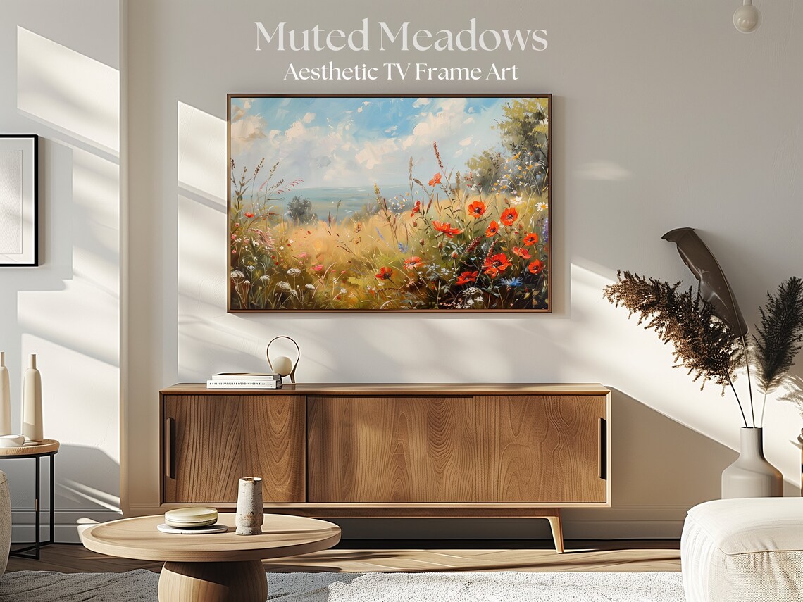 Cliffside Spring Cliffside Wildflowers in Spring Bloom Frame TV Art, Digital Spring ...