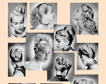 1950s Atomic Hairstyle Book Create 50s Long Hairstyles Ingerid Etsy