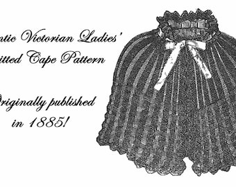 1867 Victorian Tunisian Tricot Crochet Cape Pattern DIY Historical Reenact Goth
