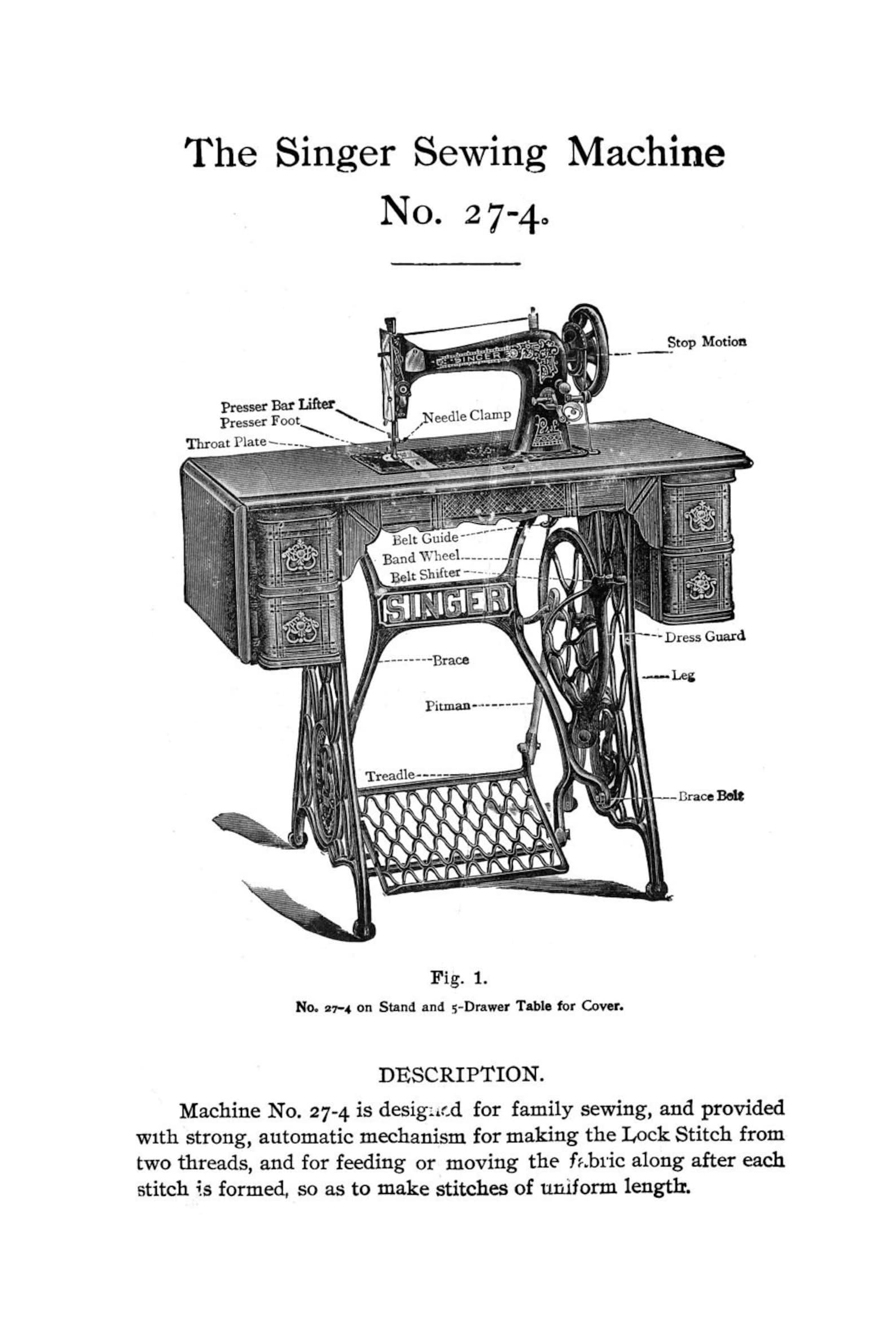 1906 Edwardian Singer Treadle Sewing Machine Use DOWNLOADABLE PDF E