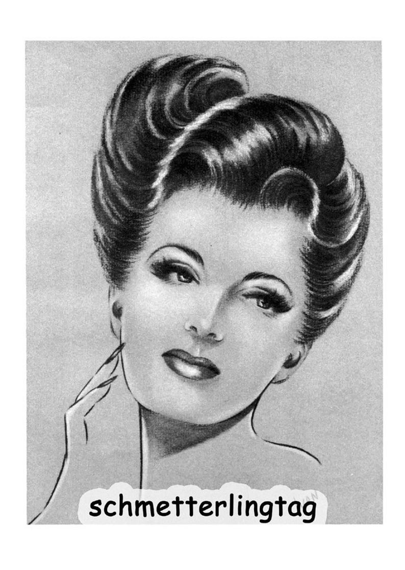 May include: Black and white illustration of a woman with a stylish updo. The text "schmetterlingtag" is visible at the bottom of the image.