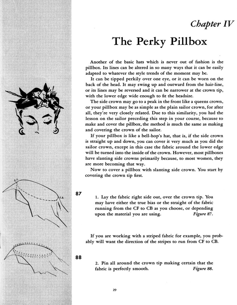 1953 Millinery: Hur man gör tyghattar PDF (digital nedladdning) bild 5
