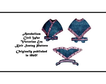 Victorian Knit Sontag Pattern, Civil War Era 1860 (Digital Download)