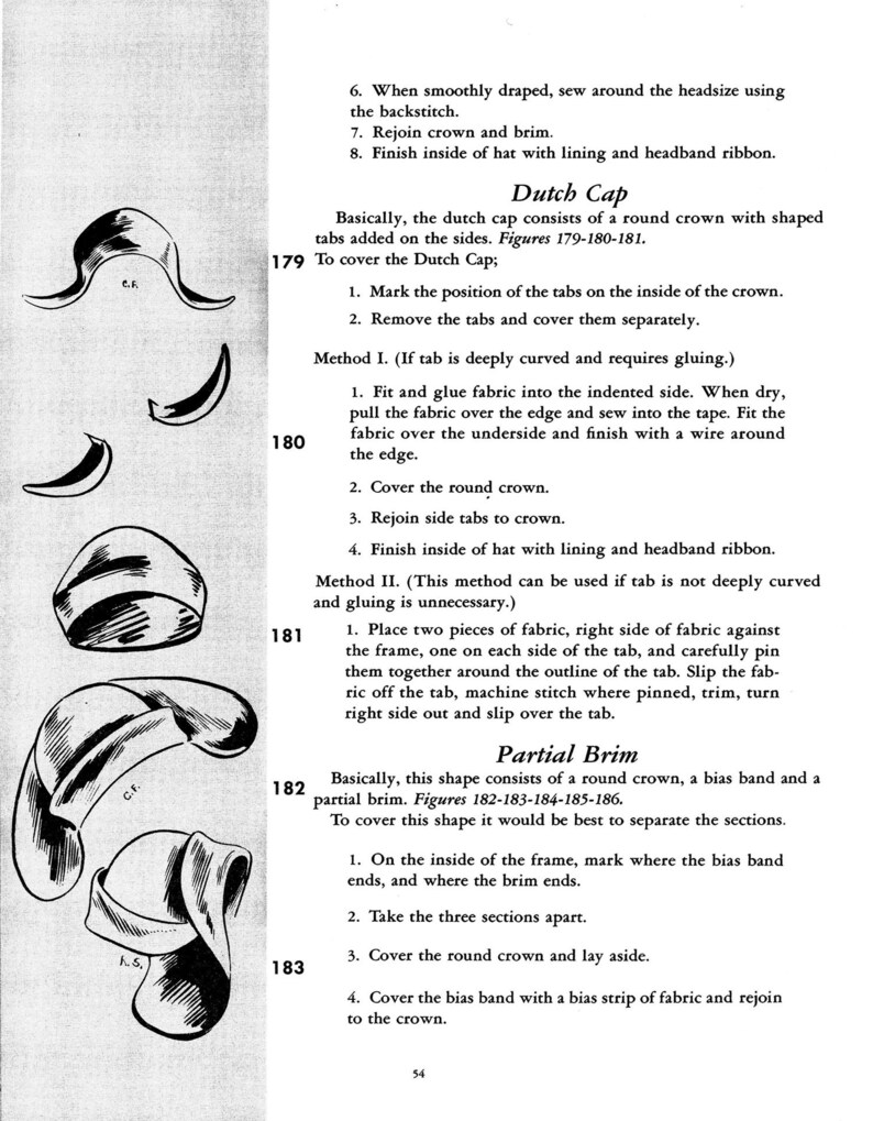 1953 Millinery: Hur man gör tyghattar PDF (digital nedladdning) bild 9