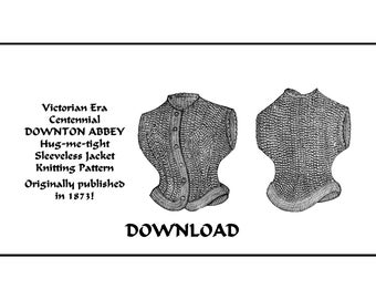 Vintage Sleeveless Jacket Knit Crochet Pattern 1873 PDF DOWNLOAD Hug-me-tight Femme Fatale Elegant Historic Reenact DakotaPrairieTreasures