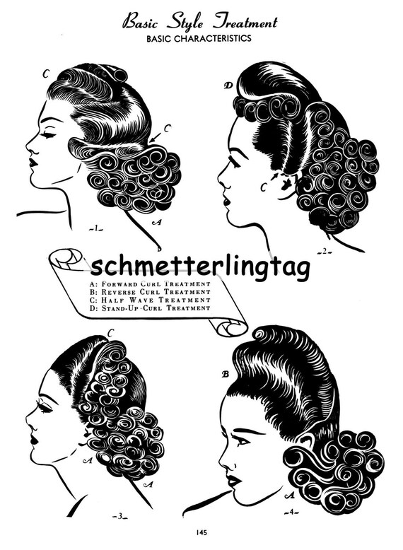 1940s Hairstyle Design Book Pinup Girl Glamorous Hairstyles Etsy