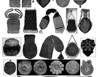 Victorian Crochet Beaded Purse Patterns, 1900s Heminway Designs (PDF Download)
