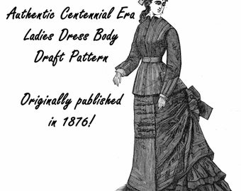 Ladies Paletot Jacket Draft Pattern 1876 Centennial Victorian Historical Village Reenactment Dickensian Penny Dreadful Street Garb TÉLÉCHARGER