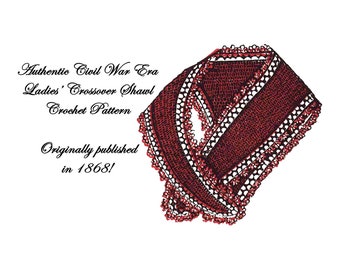 Sontag Crossover PDF DOWNLOAD Tricot Crochet Tatting Pattern 1868 Civil War Victorian Historic Reenact Femme Fatale Historical Reenactment