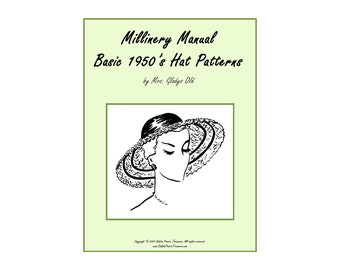 Millinery Book Hat Making PDF DOWNLOAD Retro Basic 50s Hats Draft Patterns 1953 1950s Style Post-WWII Milliner Guide DakotaPrairieTreasures