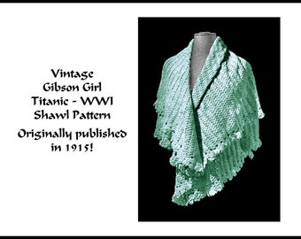 Square Shawl Crochet Pattern DOWNLOAD 1915 DOWNTON ABBEY Titanic WW1 Edwardian Gibson Girl Elegant Historic Reenact DakotaPrairieTreasures