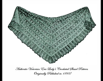 Victorian Crochet Shawl Pattern, 1893 Elegant Lady's Wrap (Digital Download)