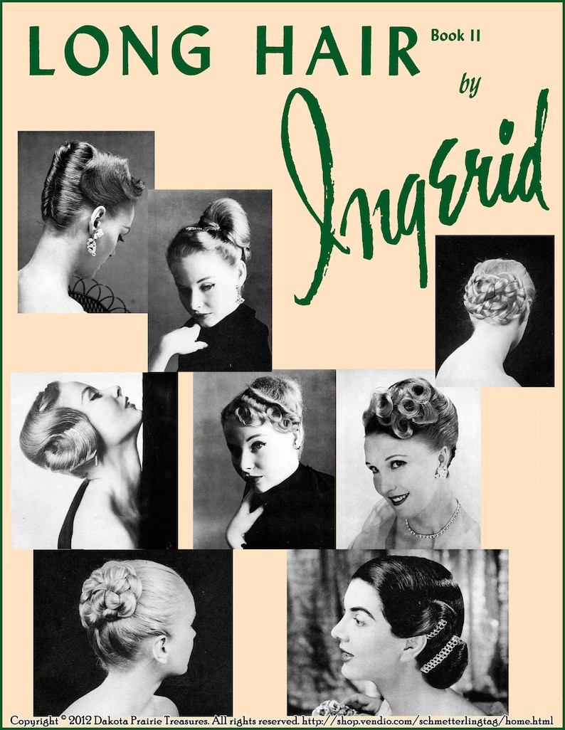 1950s ATOMIC Hairstyle Book Create 50s Long Hairstyles Ingerid 1957 Wedding Prom Updo 2 DOWNLOAD PDF Theatre Swing Dancing Glamor Feminine image 1