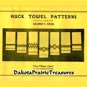 Huck Towel Patterns Vintage 1936 First Series Swedish Weaving Embroidery Patterns Show-Towel Huckaback Needlework Colorful Geometric Huckery