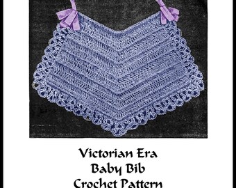 Victorian Baby Bib Crochet Pattern PDF DOWNLOAD 1889 Historic Reenact Fancy Baby Bibs Shower Baptism Christmas Birthday Gift Dolls Cosplay