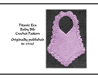 Vintage Baby Bib Crochet Pattern PDF DOWNLOAD 1914 Historic Reenact Fancy Baby Bibs Shower Baptism Christmas Birthday Gift Doll Cosplay Garb