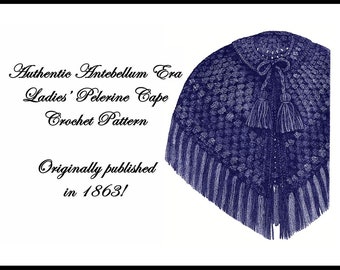 Victorian Crochet Cape Pattern, 1863 Pelerine (Digital Download)