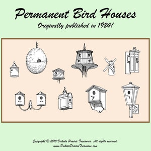 1924 Birds House Building Plans PDF DOWNLOAD Book 38 Bird Houses Feeders Sparrow Trap DIY Carpentry Bluebird Martin Wren Round Multirooms