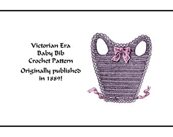 Victorian Baby Bib Crochet Pattern PDF DOWNLOAD 1889 Historic Reenact Fancy Baby Bibs 4 Shower Baptism Christmas Birthday Gift Dolls Cosplay