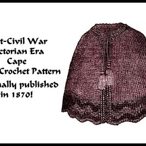 Victorian Cape Tricot Crochet Pattern 1870 Pdf DOWNLOAD Tunsian DOWNTON ...