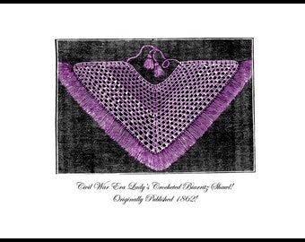 Antebellum Crochet Pelerine Shawl PDF DOWNLOAD Pattern 1862 Civil War Victorian Reenact Historic Village Femme Fatale DakotaPrairieTreasures