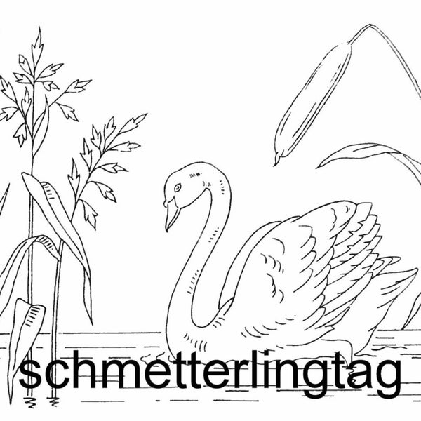 1885 Victorian Swan Splasher Embroidery Iron-on Transfer Pattern DIY Washstand Design Flag Iris Cattail DakotaPrairieTreasures