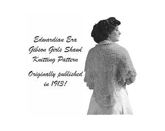 Vintage Lacy Shawl Knit Pattern pdf DOWNLOAD 1913 Elegant DOWNTON ABBEY Edwardian Gibson Girl Titanic WW1 DakotaPrairieTreasures